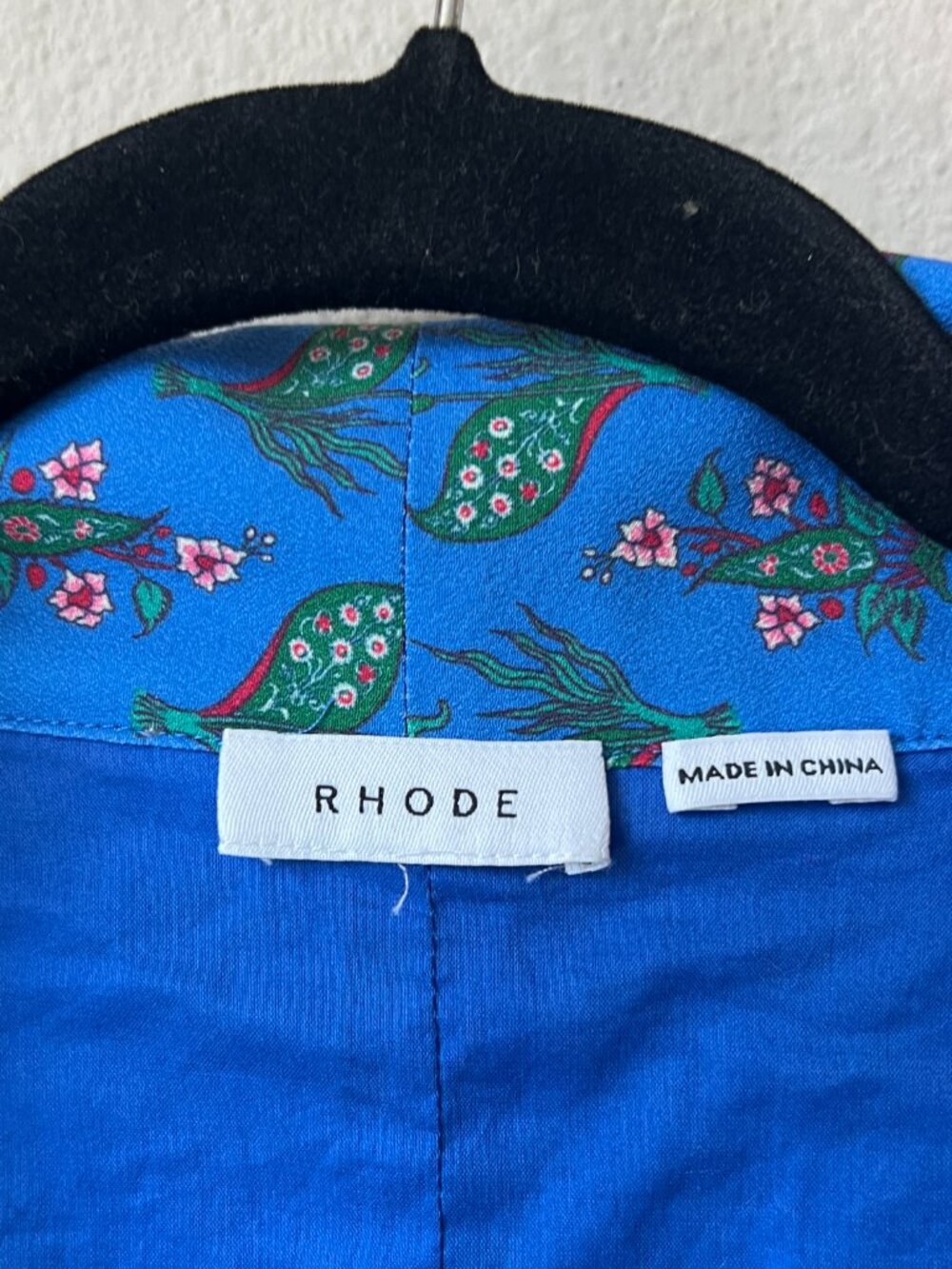 Rhode Blue Red Floral Wrap Effect Crepe Top - Picture 4 of 5